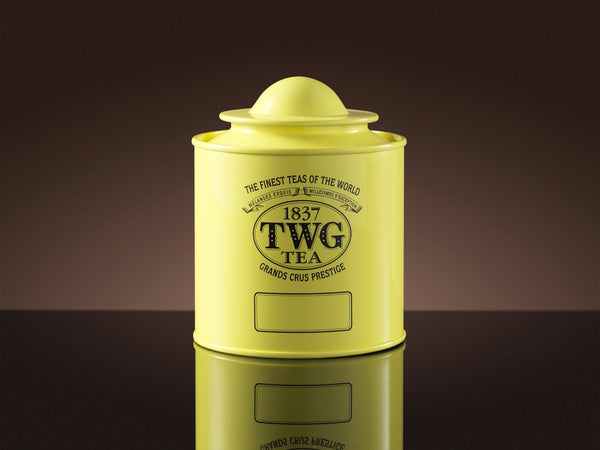 Saturn TWG Tea tin in Canary Yellow